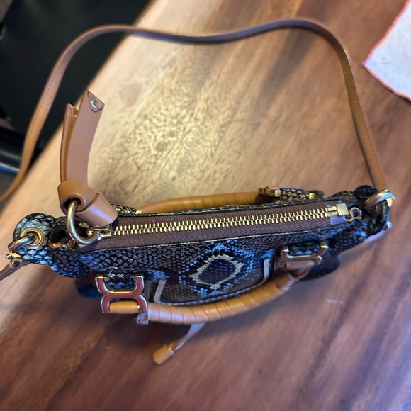 Chloe Marcie Mini Python-Embossed Double-Carry Satchel Bag - Picture 10 of 14